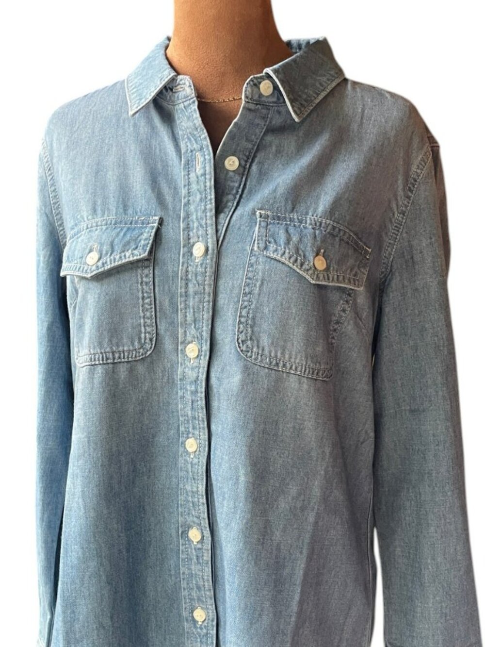 NWT Coldwater Creek 100% Cotton River Walk Denim Shirt XS